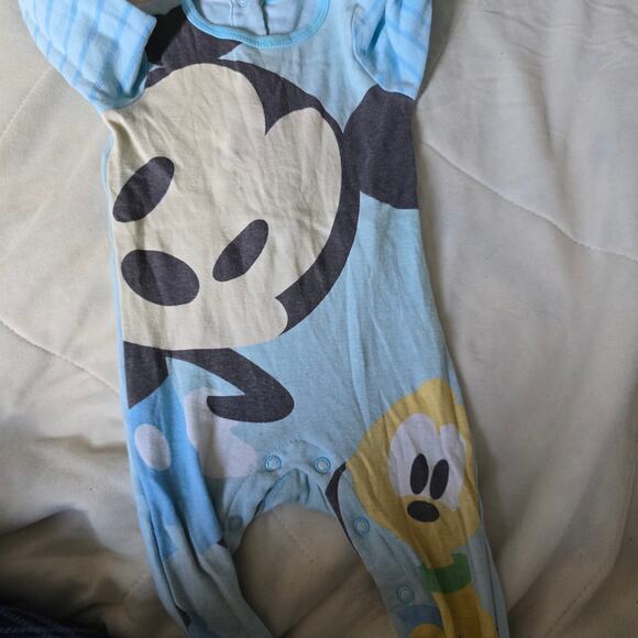 Disney Baby Sleeper 9–12M – Mickey & Pluto, Blue Footie Pajamas - Picture 4 of 5